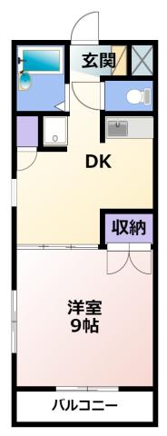 プレジデントヴィラC(1DK/3階)の間取り写真