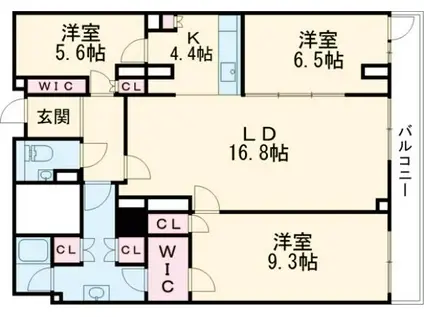 クラティオ御影山手一丁目(2SLDK/1階)の間取り写真