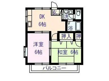 ウエノ・ウイング B(2DK/2階)の間取り写真