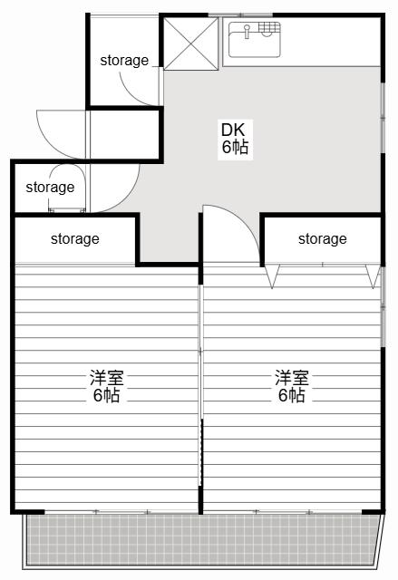 ラッキーハウス(2DK/3階)の間取り写真
