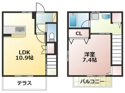 ローズガーデン B棟(1LDK/1階)の間取り写真