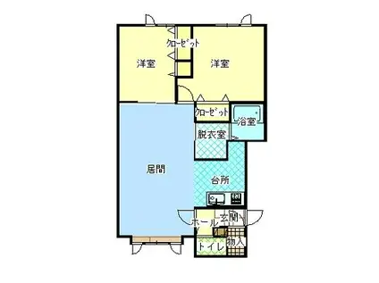 JR石北本線 南永山駅 徒歩30分 2階建 築20年(2LDK/1階)の間取り写真