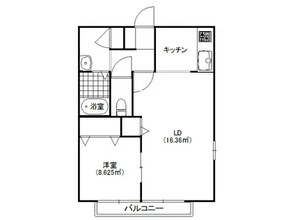 リヴェールA(1LDK/2階)の間取り写真