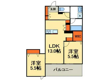 プレミアメゾン(2LDK/3階)の間取り写真