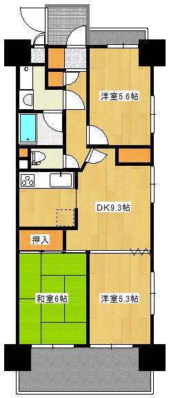 ベルアーバニティ住吉清水丘(3DK/4階)の間取り写真