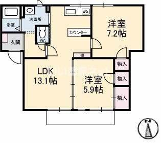 フレグランス恩田(2LDK/1階)の間取り写真