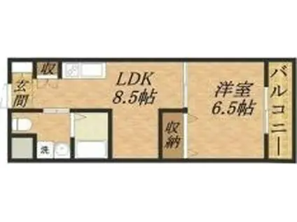 ユートピア三田(1LDK/2階)の間取り写真