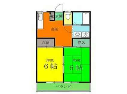 室岡マンション A(2DK/2階)の間取り写真