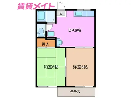 フォーブルやまびこ(2DK/1階)の間取り写真