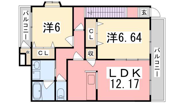 エクセレント・ハウスII(2LDK/2階)の間取り写真