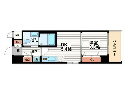 LA CASA天王寺(1DK/3階)の間取り写真