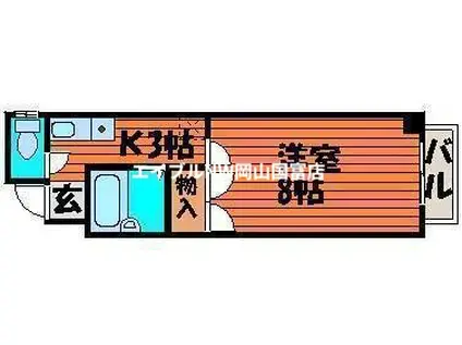 YSハイツ21原尾島(1K/1階)の間取り写真