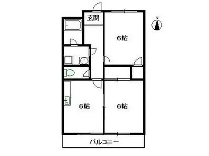 クイーンカピオラニ(2DK/3階)の間取り写真