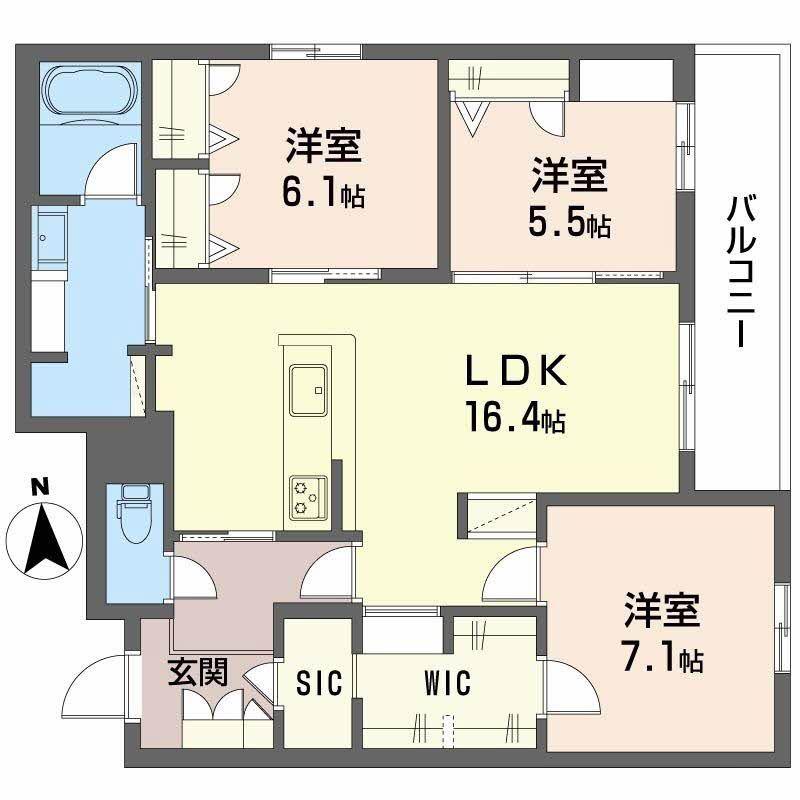 フレシア天王寺(3LDK/2階)の間取り写真