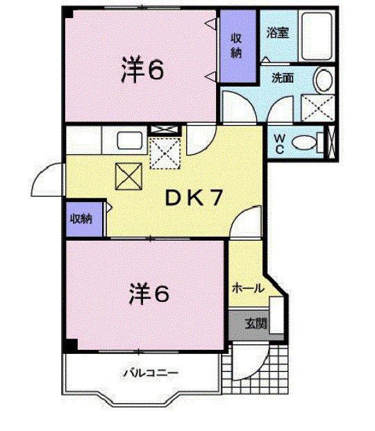 サンロード福山B(2DK/1階)の間取り写真