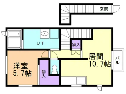 グランドール登別栄(1LDK/2階)の間取り写真