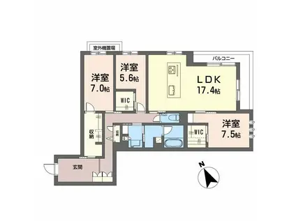 WITHPLUS天保山公園(3LDK/2階)の間取り写真