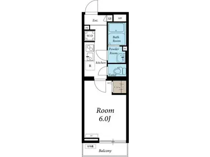 プルメリア(1K/2階)の間取り写真