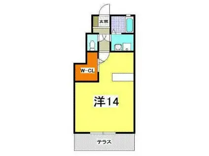 クローバー 魚住長坂寺(1K/1階)の間取り写真