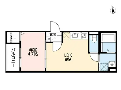 GRAND平野(1LDK/1階)の間取り写真