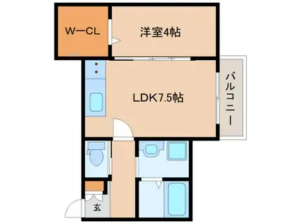 ソレイユビセレクト法蓮町III(1LDK/3階)の間取り写真