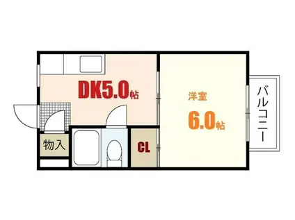 野地ハイツ(1DK/3階)の間取り写真