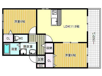プレミール(2LDK/2階)の間取り写真