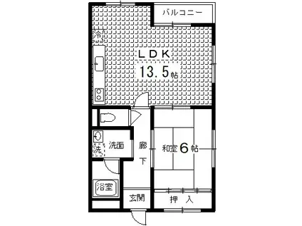 脇田ハイツ(1LDK/2階)の間取り写真