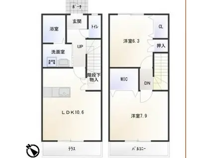 グリーンシティ竜美M棟(2LDK/1階)の間取り写真