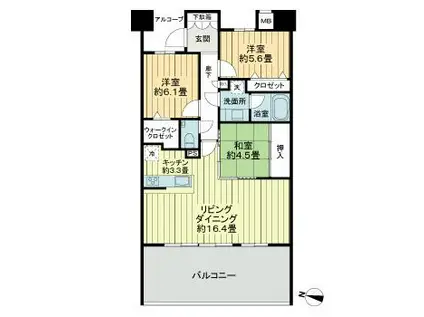 プレミスト豊崎(3LDK/7階)の間取り写真