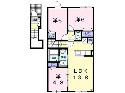 パストラールI(3LDK/2階)の間取り写真