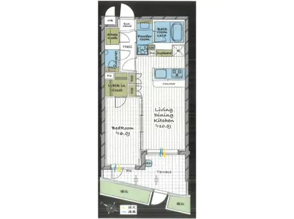 ブリリアンコート西大井(1LDK/1階)の間取り写真