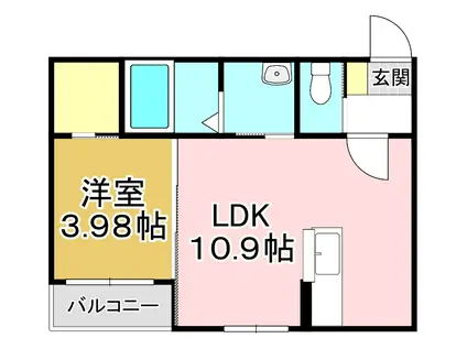 エクスヴィータ新入(1LDK/2階)の間取り写真