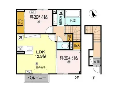 ヴィラーチェII(2LDK/2階)の間取り写真
