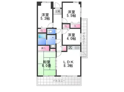 ウエストヒルズ関空II(4LDK/1階)の間取り写真