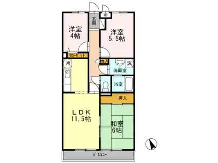 リヴェール滝山(3LDK/3階)の間取り写真
