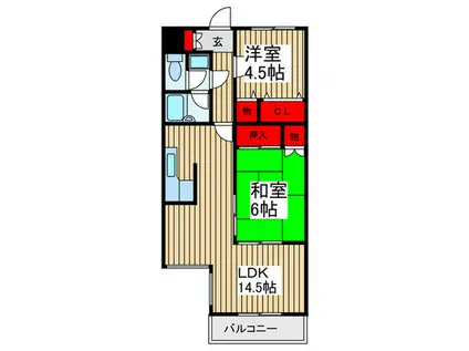 フルール21(2LDK/4階)の間取り写真