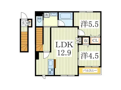 レオパレスチェディGROVEII(1K/2階)の間取り写真