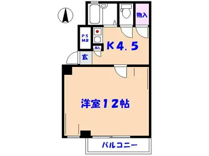 フラットA市川第一(1K/4階)の間取り写真