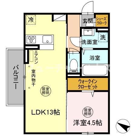 ウエスト・パーク B(1LDK/2階)の間取り写真