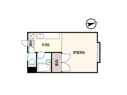 ラ・ネージュ上田III(1K/2階)の間取り写真