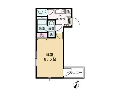 ゆいの木杉田(1K/2階)の間取り写真