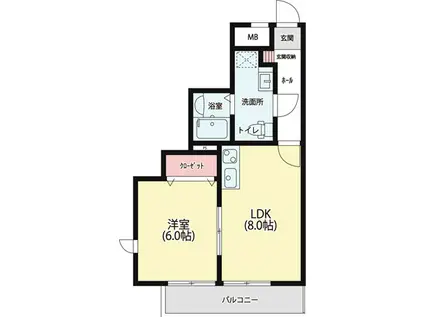 MARUSHO国府多賀城(1LDK/2階)の間取り写真