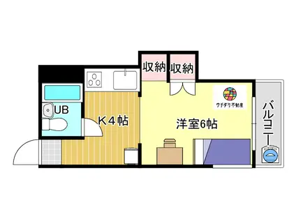 鴨池パークハイツ(1K/2階)の間取り写真