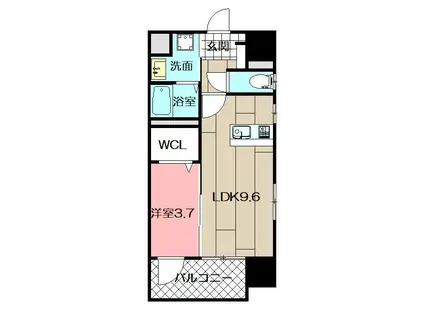MID TERRACE(1LDK/9階)の間取り写真