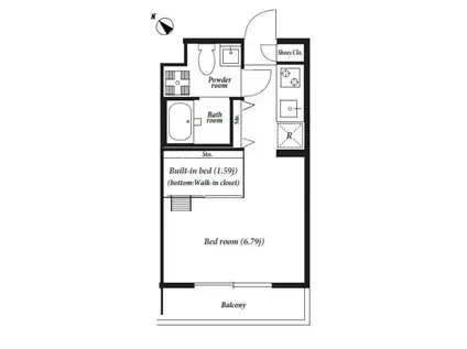 GRACES東中野(1K/2階)の間取り写真