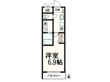 シャナイア愛宕(1K/3階)の間取り写真