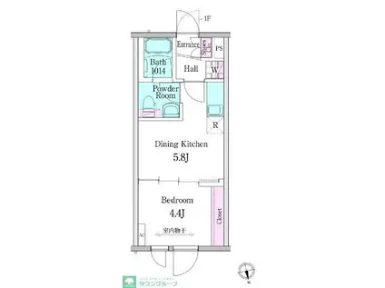 デュオメゾン高円寺駅前(1DK/1階)の間取り写真