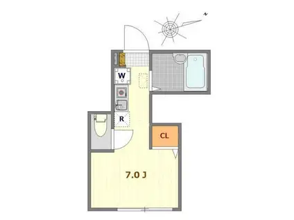 イポメドゥタチカワ(ワンルーム/1階)の間取り写真