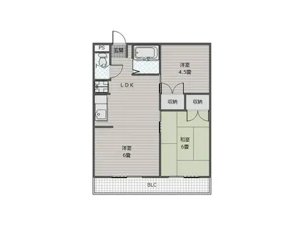 レジデンス光和N104棟(2LDK/1階)の間取り写真